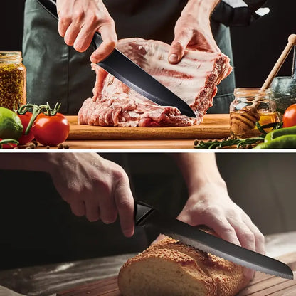 Knife Sets for Kitchen with Block, 14pcs/set Kitchen Knife Set with Sharpener, with Heavy Poultry Shears And 6pcs Serrated Steak Knives Razor-Sharp, Stainless Steel,