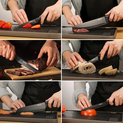 Knife Sets for Kitchen with Block, 14pcs/set Kitchen Knife Set with Sharpener, with Heavy Poultry Shears And 6pcs Serrated Steak Knives Razor-Sharp, Stainless Steel,