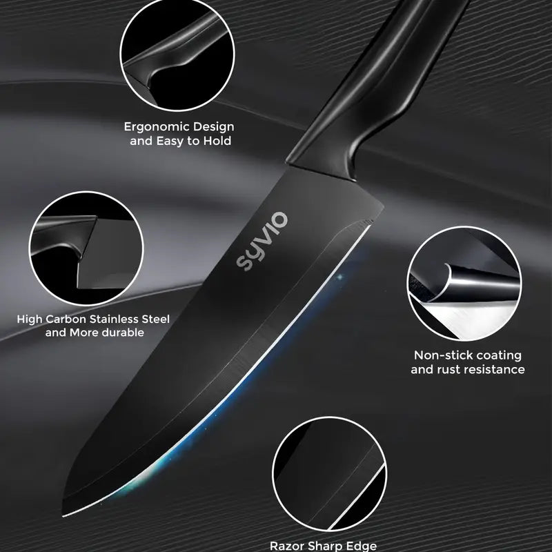 Knife Sets for Kitchen with Block, 14pcs/set Kitchen Knife Set with Sharpener, with Heavy Poultry Shears And 6pcs Serrated Steak Knives Razor-Sharp, Stainless Steel,