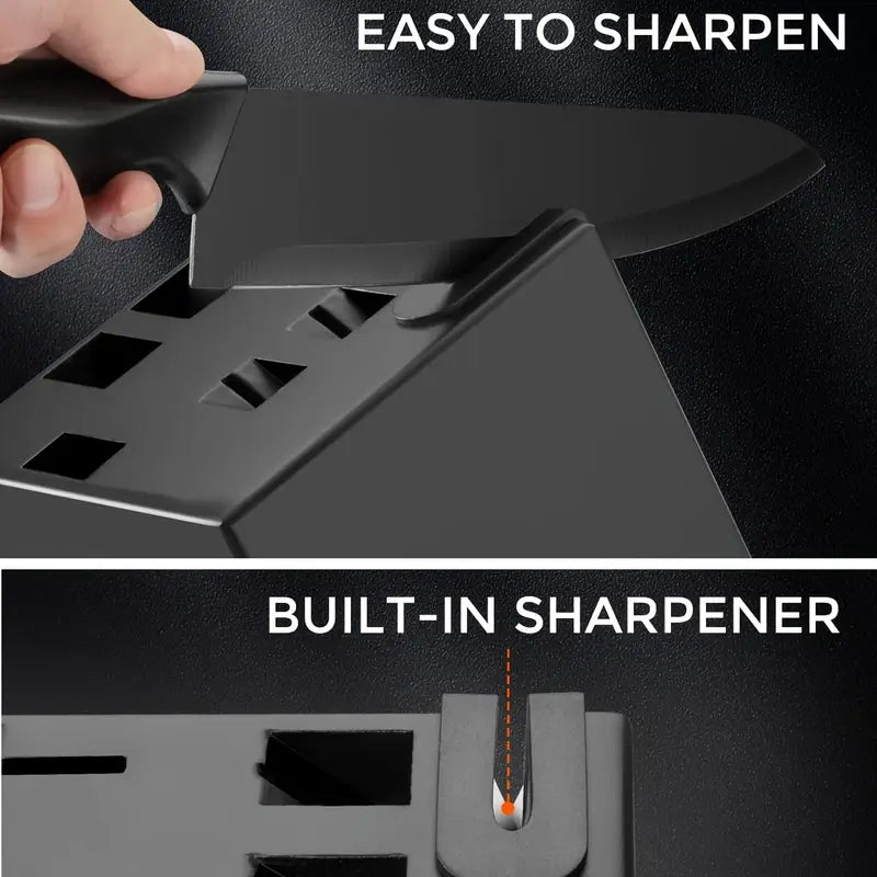 Knife Sets for Kitchen with Block, 14pcs/set Kitchen Knife Set with Sharpener, with Heavy Poultry Shears And 6pcs Serrated Steak Knives Razor-Sharp, Stainless Steel,